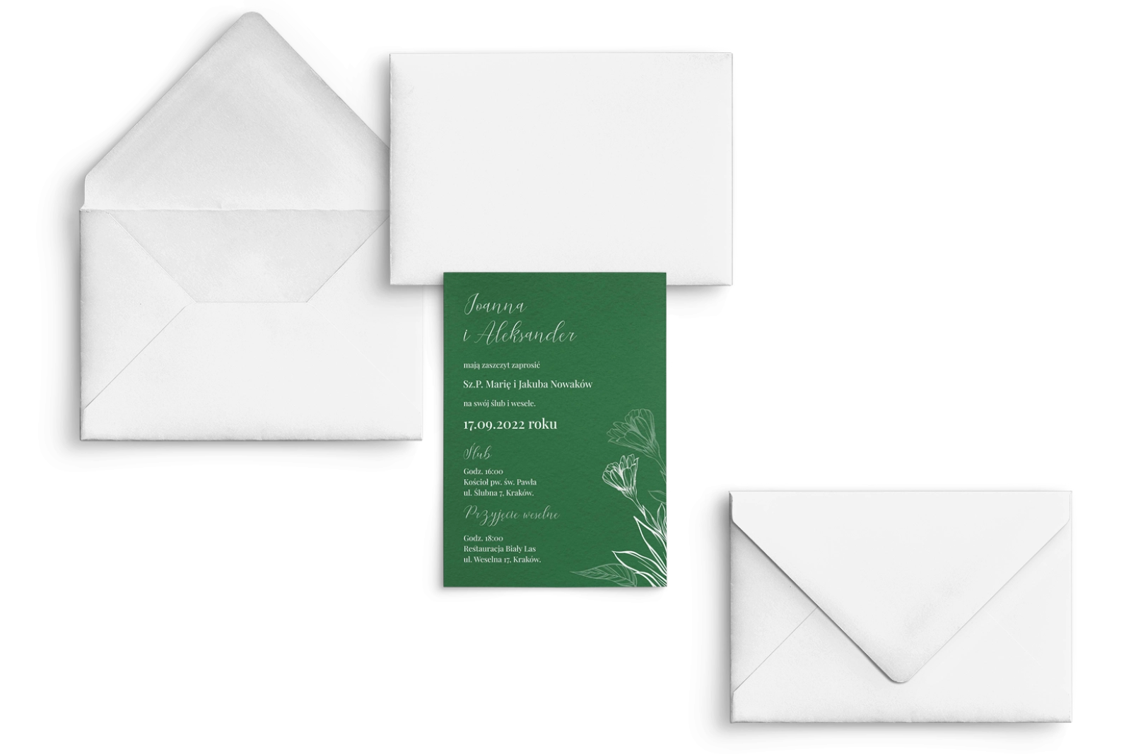 Zaproszenia ślubne Papers - Motyw 1