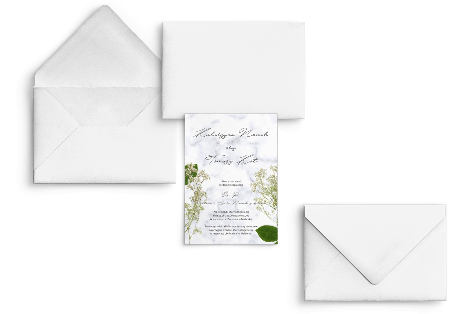 Zaproszenia ślubne Marble leaf - Motyw 3