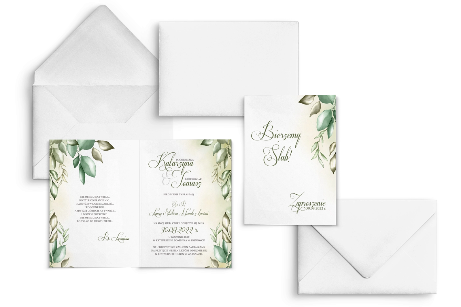 Zaproszenia ślubne About You - Składane Motyw 1