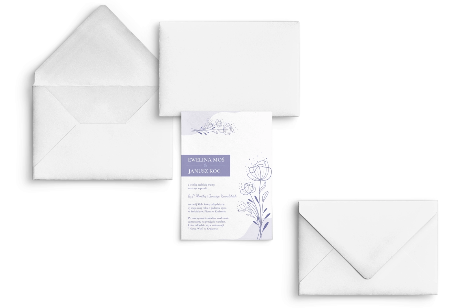 Zaproszenia ślubne Flores de campo - motyw 1