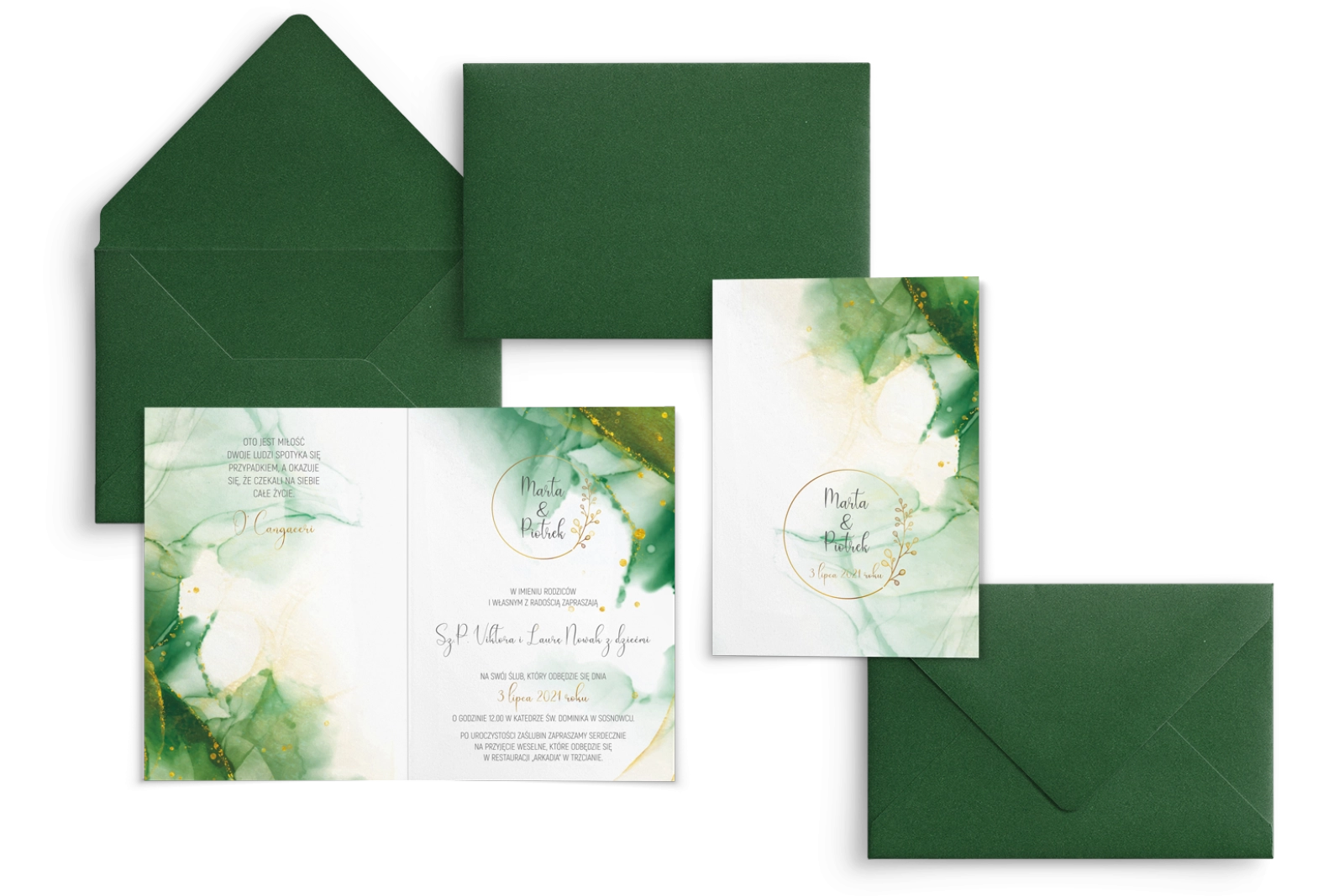 Zaproszenia ślubne Glamour Ink - Składane Motyw 2