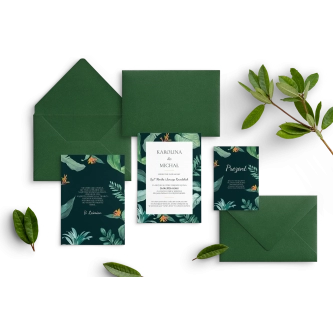 Nowoczesne zielone Zaproszenia ślubne Exotic