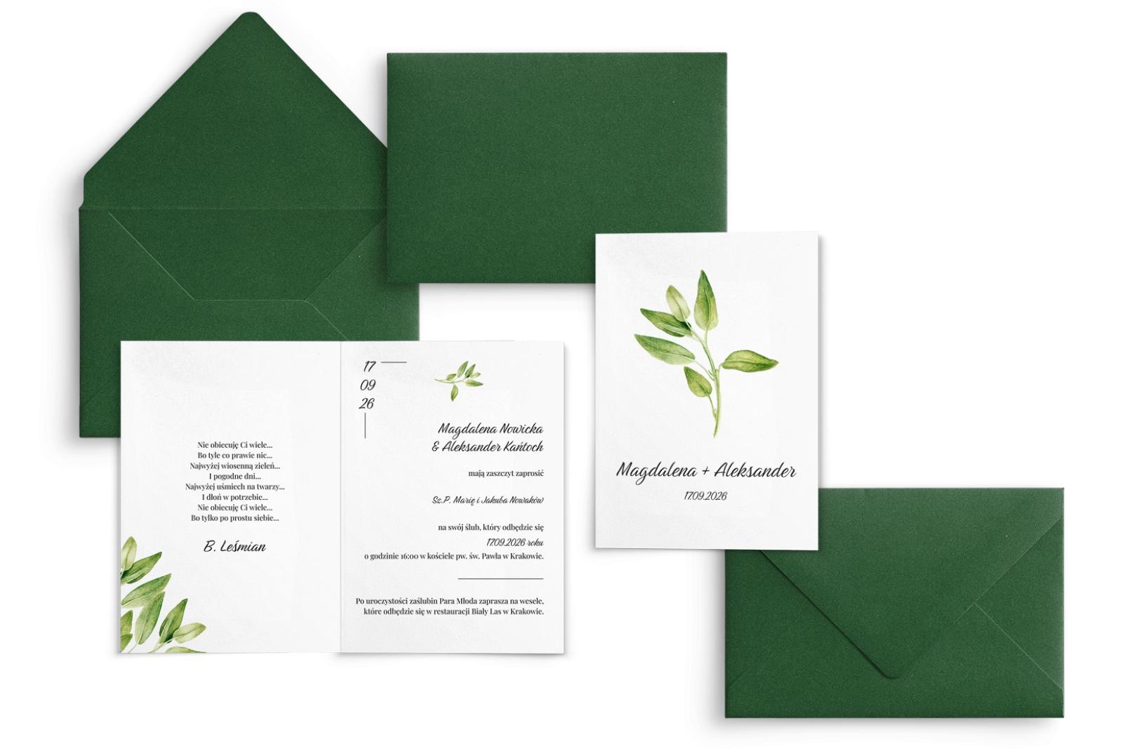 Zaproszenia ślubne Nature - Składane Motyw 2