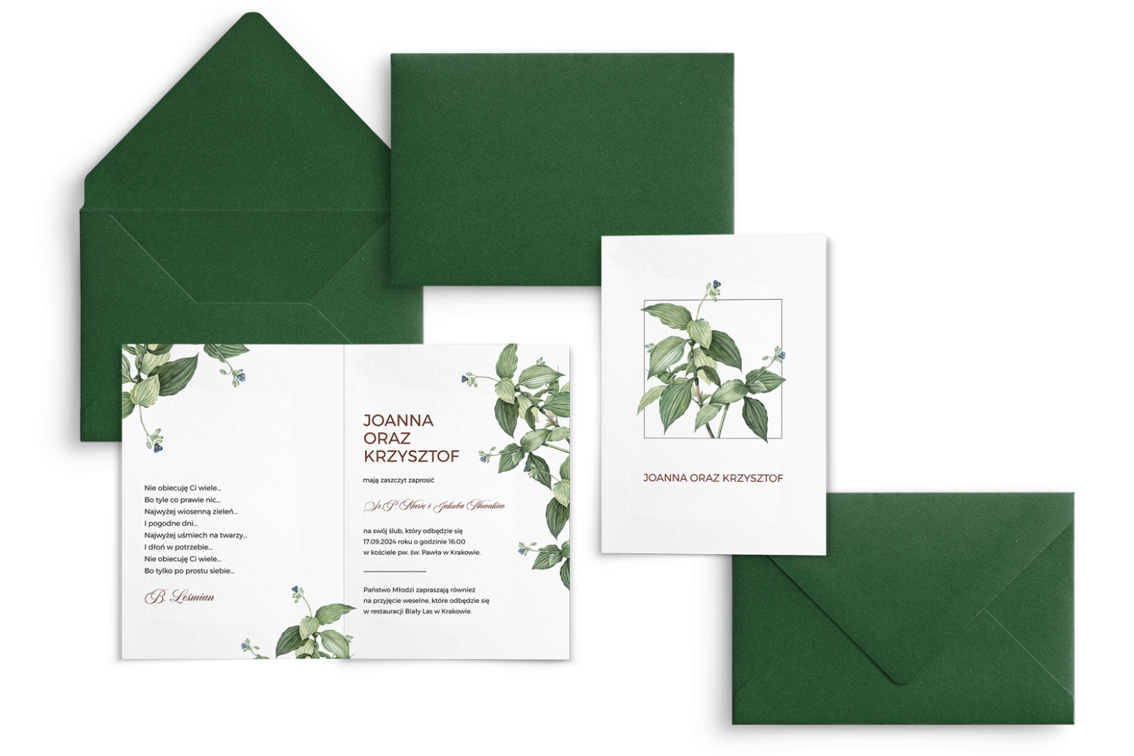 Zaproszenia ślubne Meadow - Składane Motyw 1