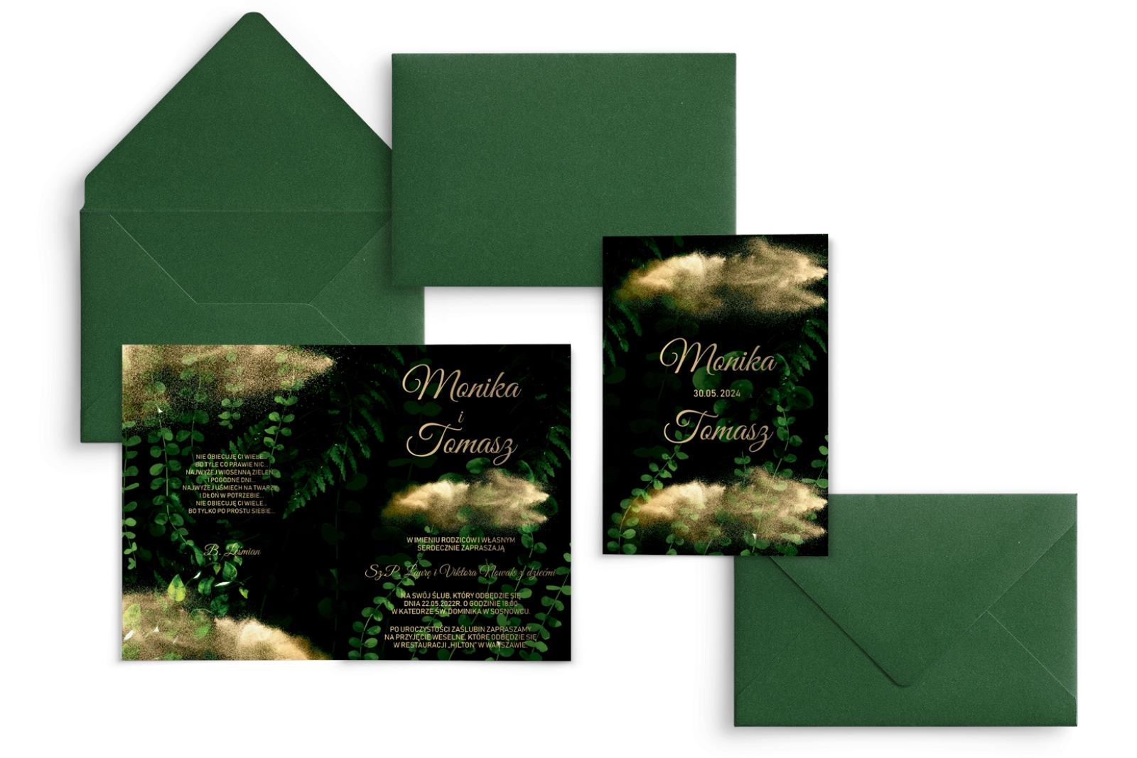 Zaproszenia ślubne Greenery - Składane Motyw3