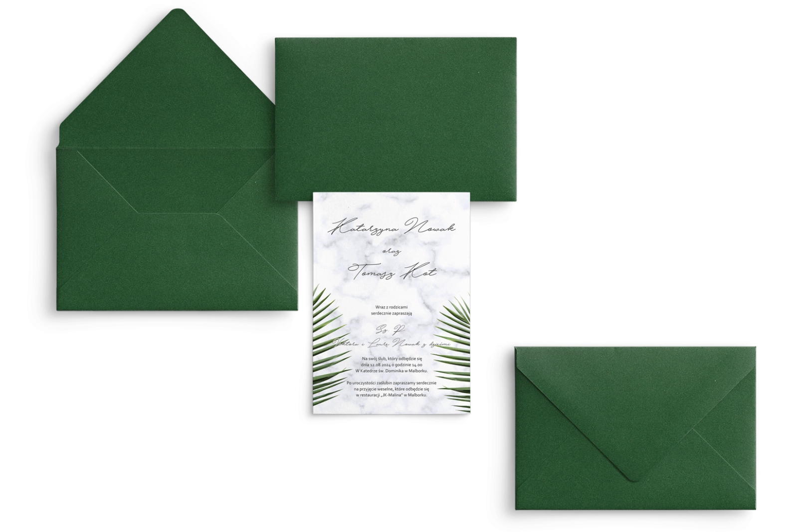 Zaproszenia ślubne Marble leaf - Motyw 1