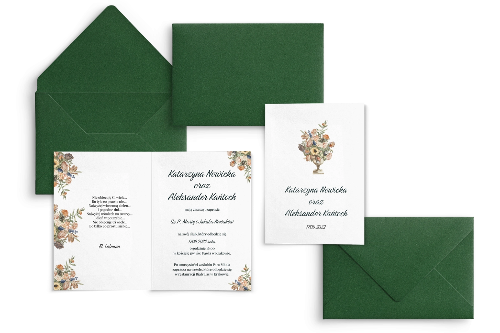 Zaproszenia ślubne Rustic Summer - Składane motyw 2