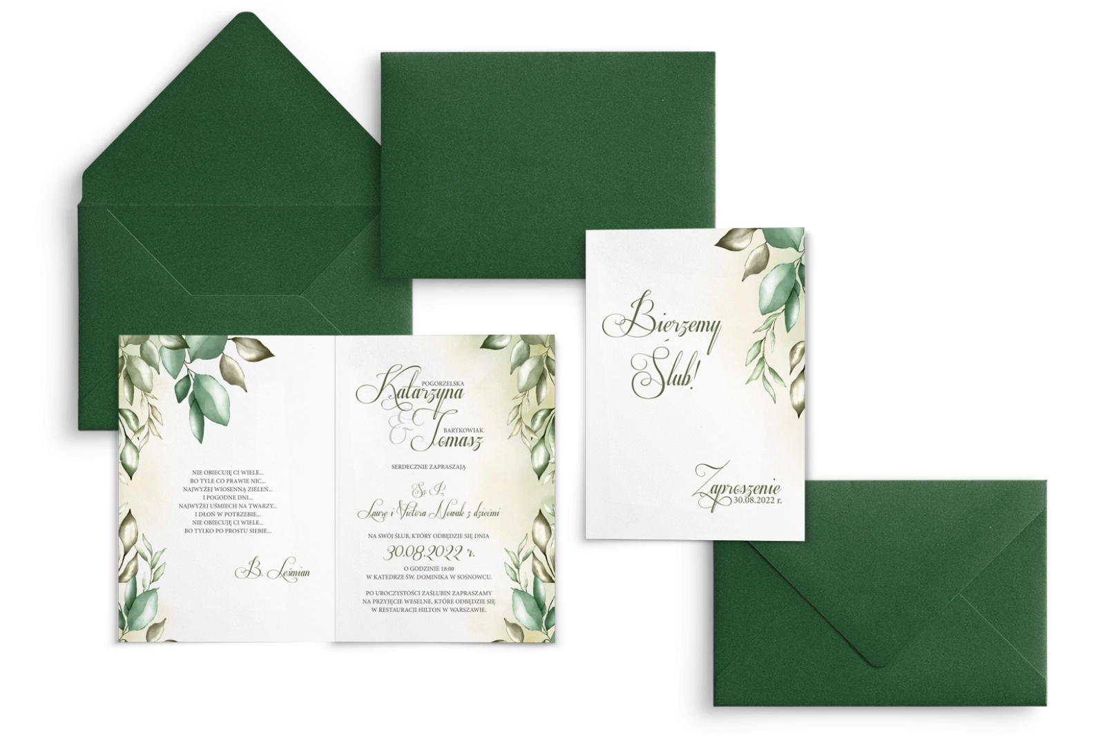 Zaproszenia ślubne About You - Składane Motyw 1