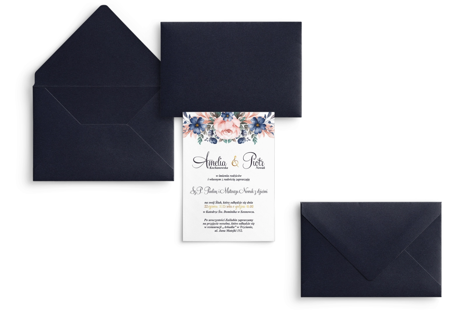 Zaproszenia ślubne Geometryczne Serce - Motyw 2