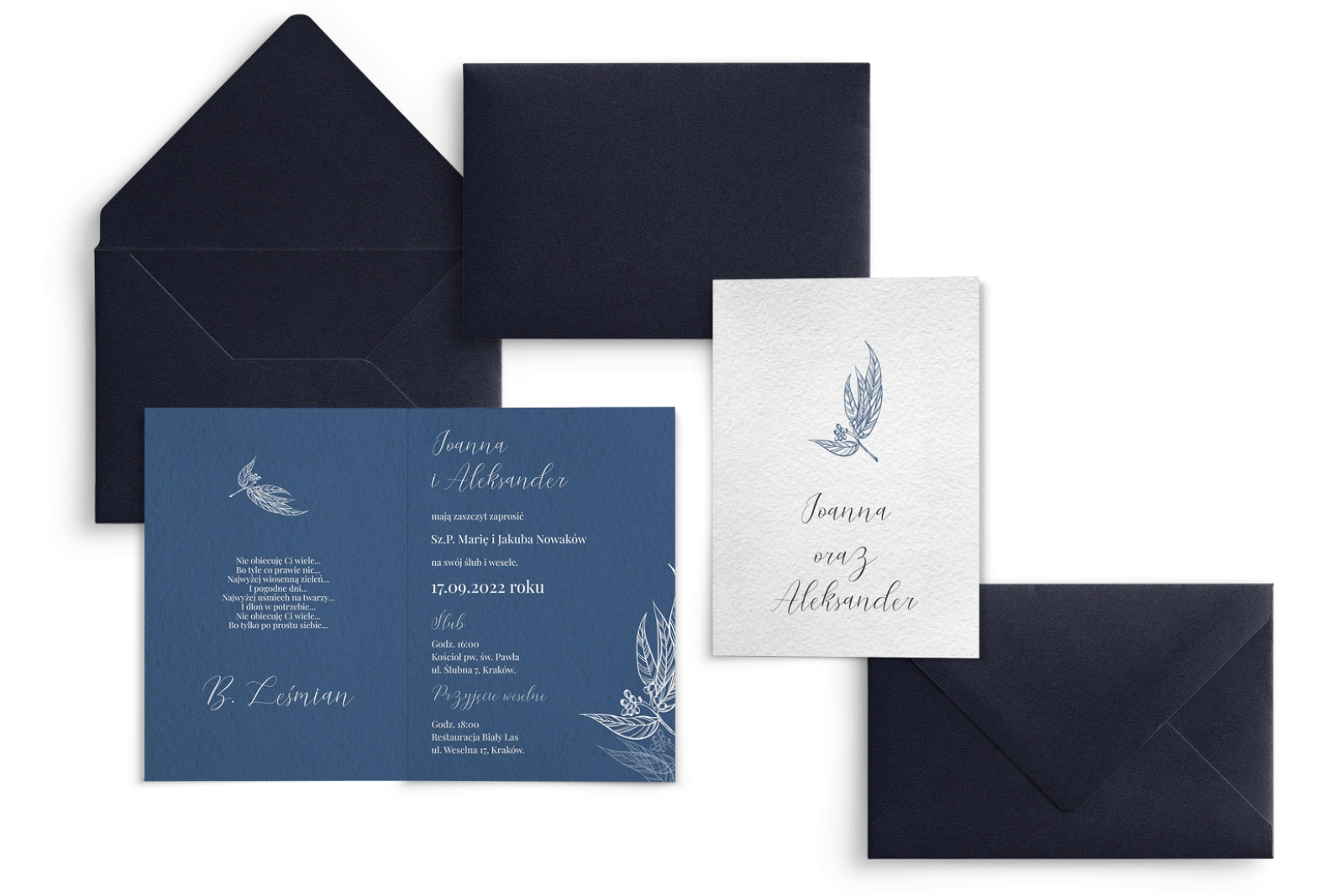 Zaproszenia ślubne Papers - Składane motyw 3