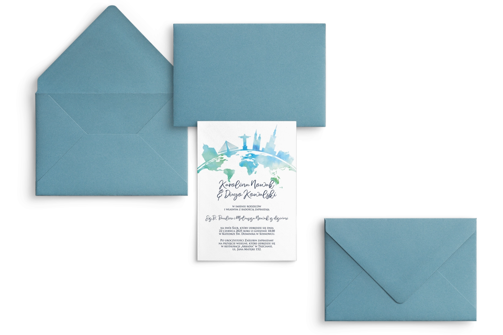 Zaproszenia ślubne Mapa - Motyw 1