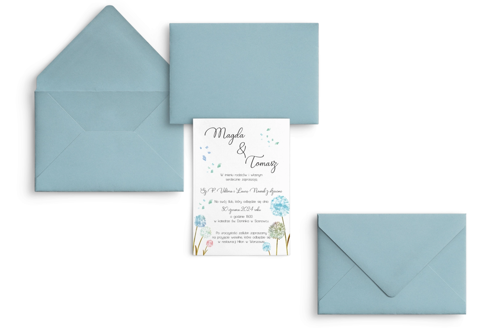 Zaproszenia ślubne Biały Czas - Motyw 4