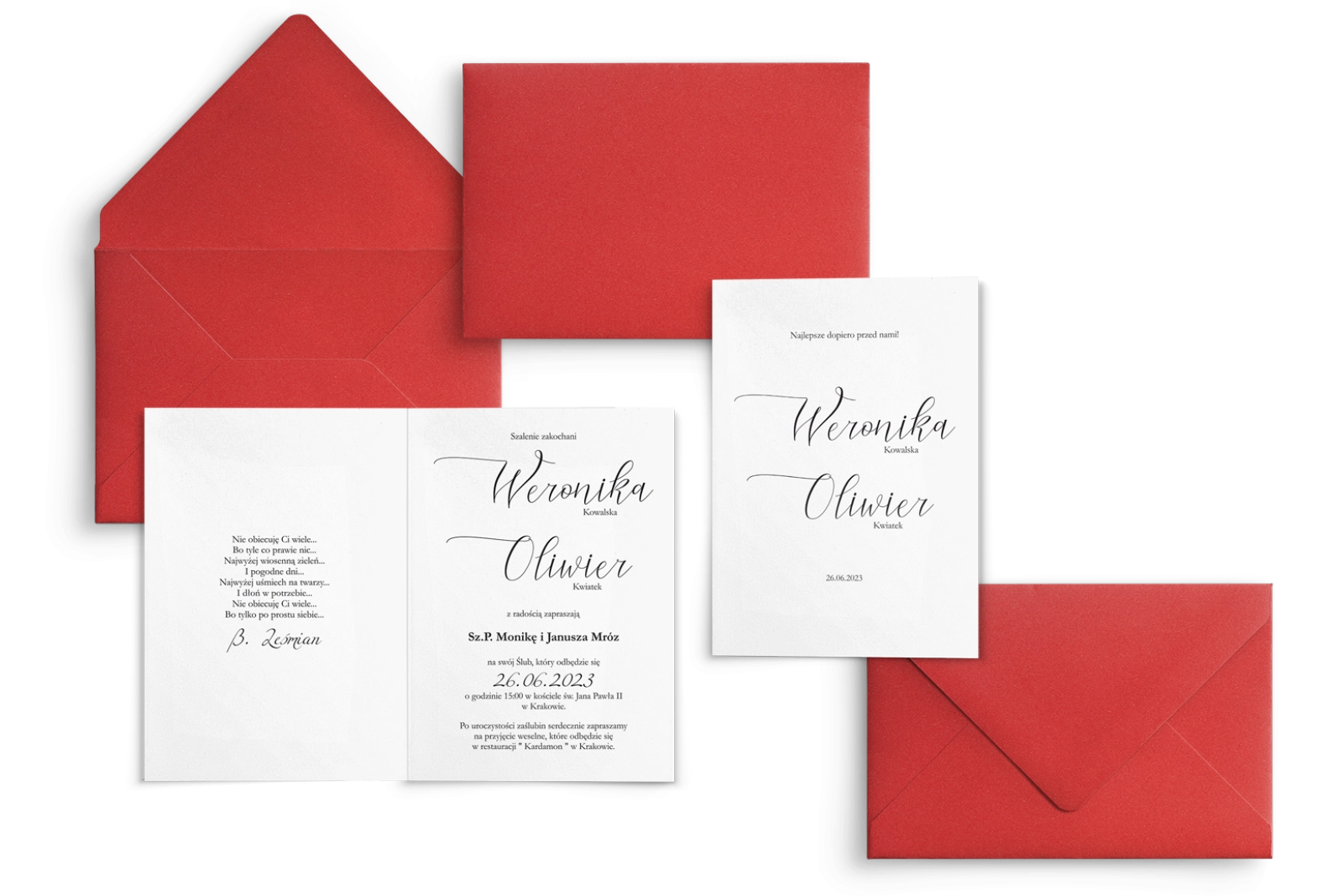 Zaproszenia ślubne Minimalistyczne - Składane Motyw 1