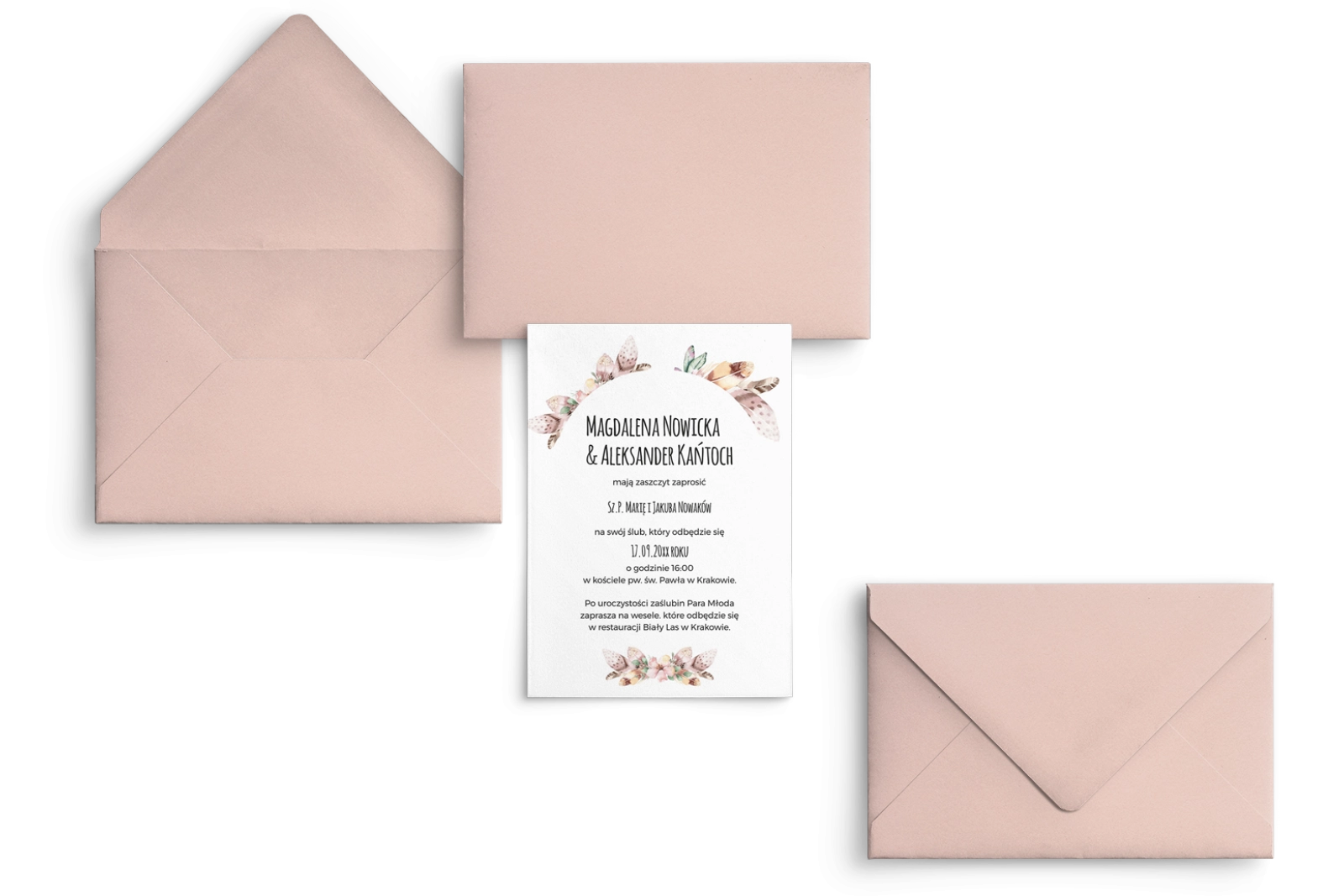 Zaproszenia ślubne Piórko - Motyw 1