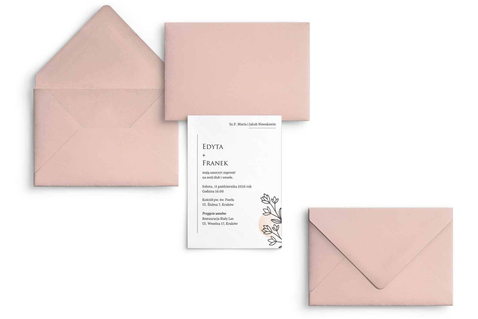 Zaproszenia ślubne Madlen - Motyw 1