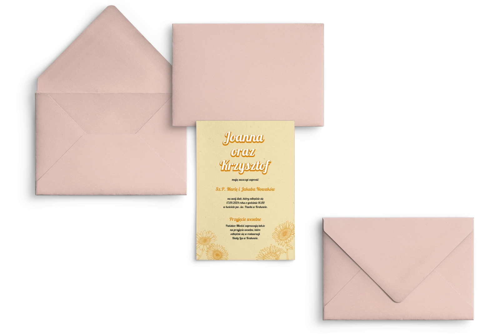 Zaproszenia ślubne Sunflowers - Motyw 1