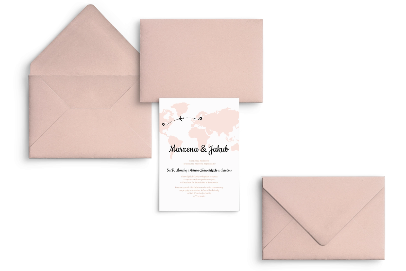 Zaproszenia ślubne Travels -  motyw 1