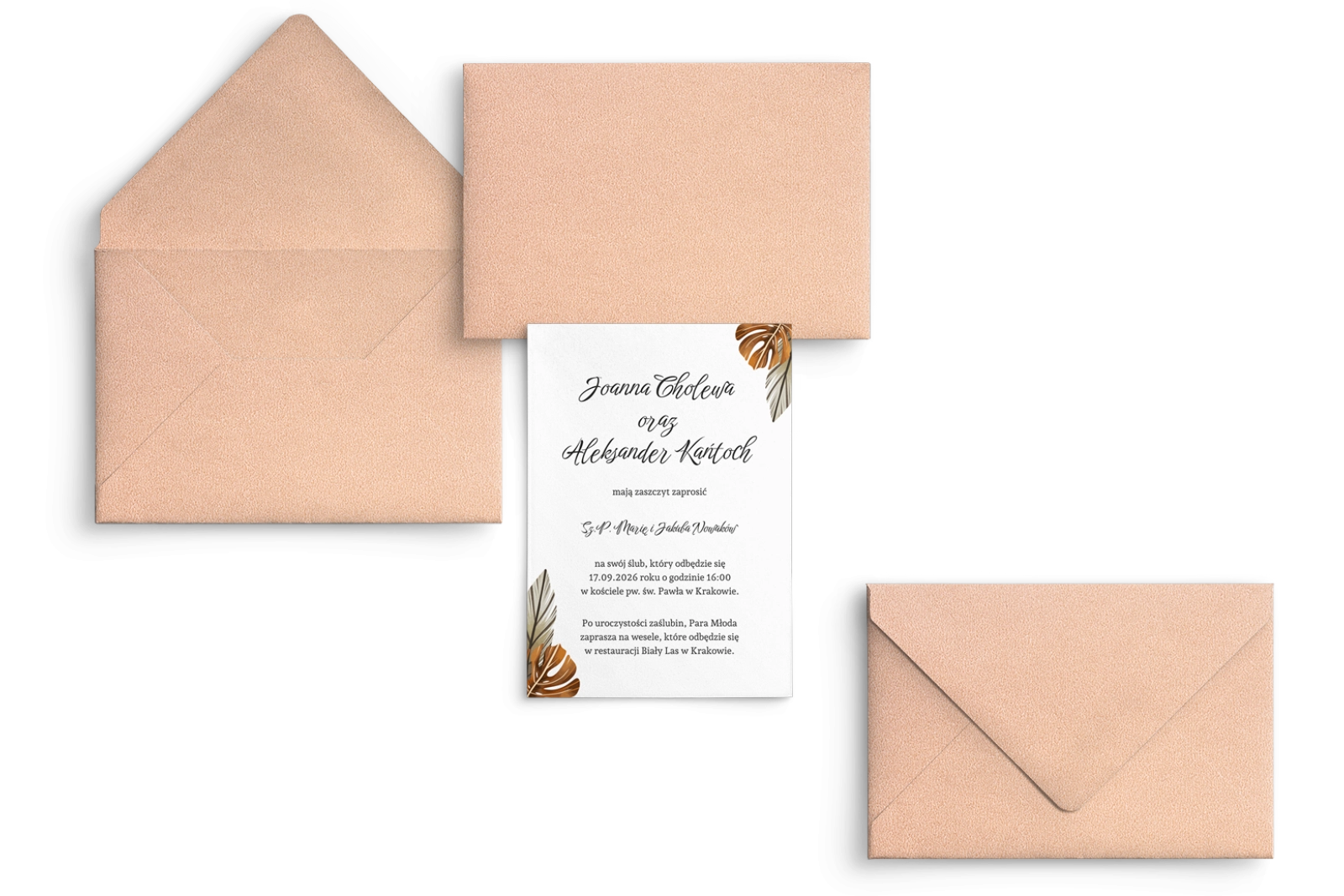 Zaproszenia ślubne Jesienne Liście - Motyw 1