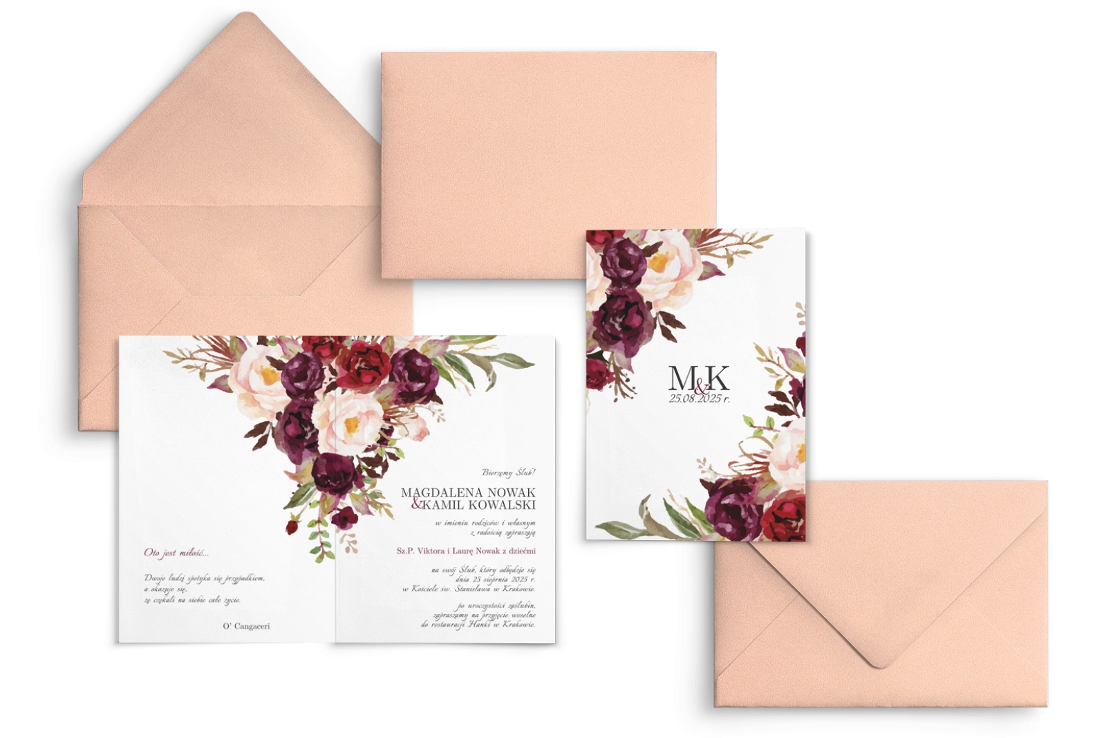 Zaproszenia ślubne Fabello - Składane Motyw 2