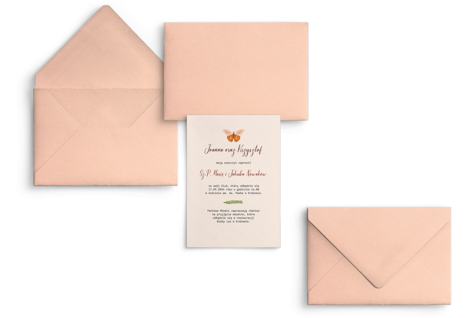 Zaproszenia ślubne Butterflies - Motyw 1