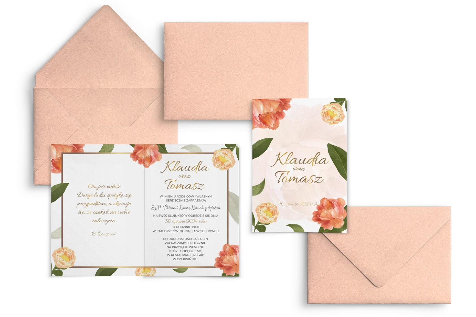 Zaproszenia ślubne Dream - Składane Motyw 5