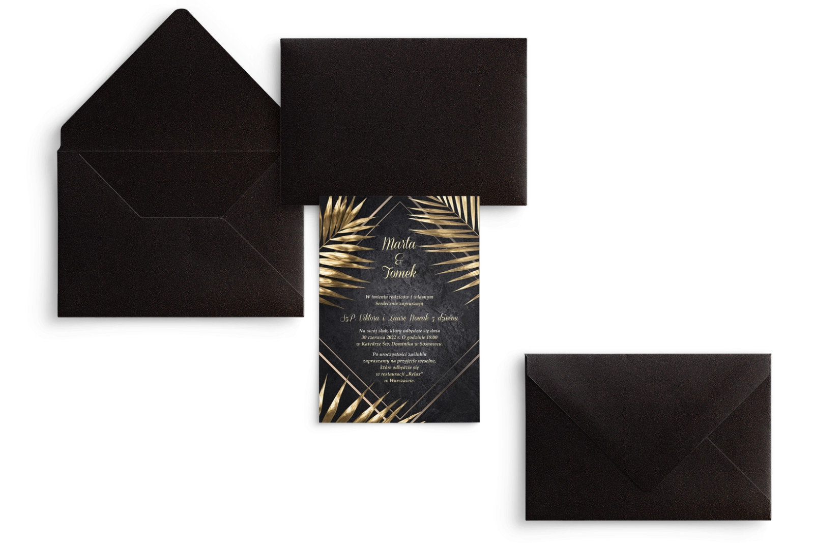 Zaproszenia ślubne Złote Kwiaty  - Motyw 1