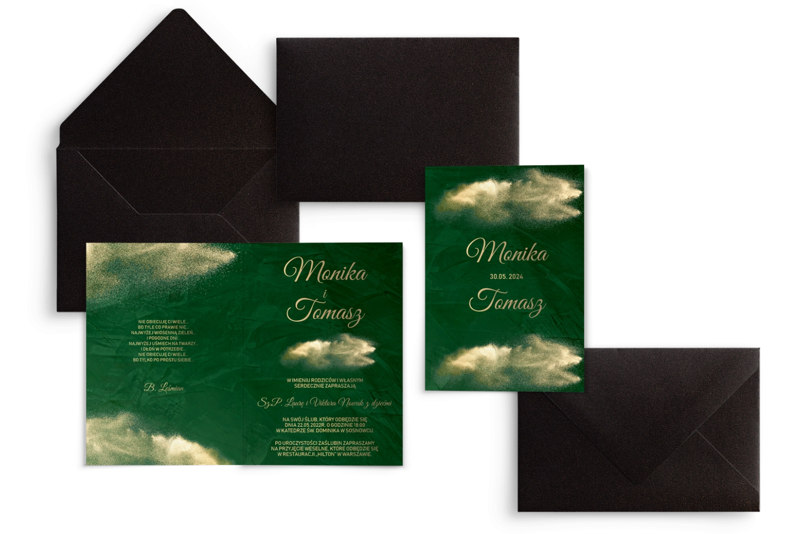 Zaproszenia ślubne Greenery - Składane Motyw1
