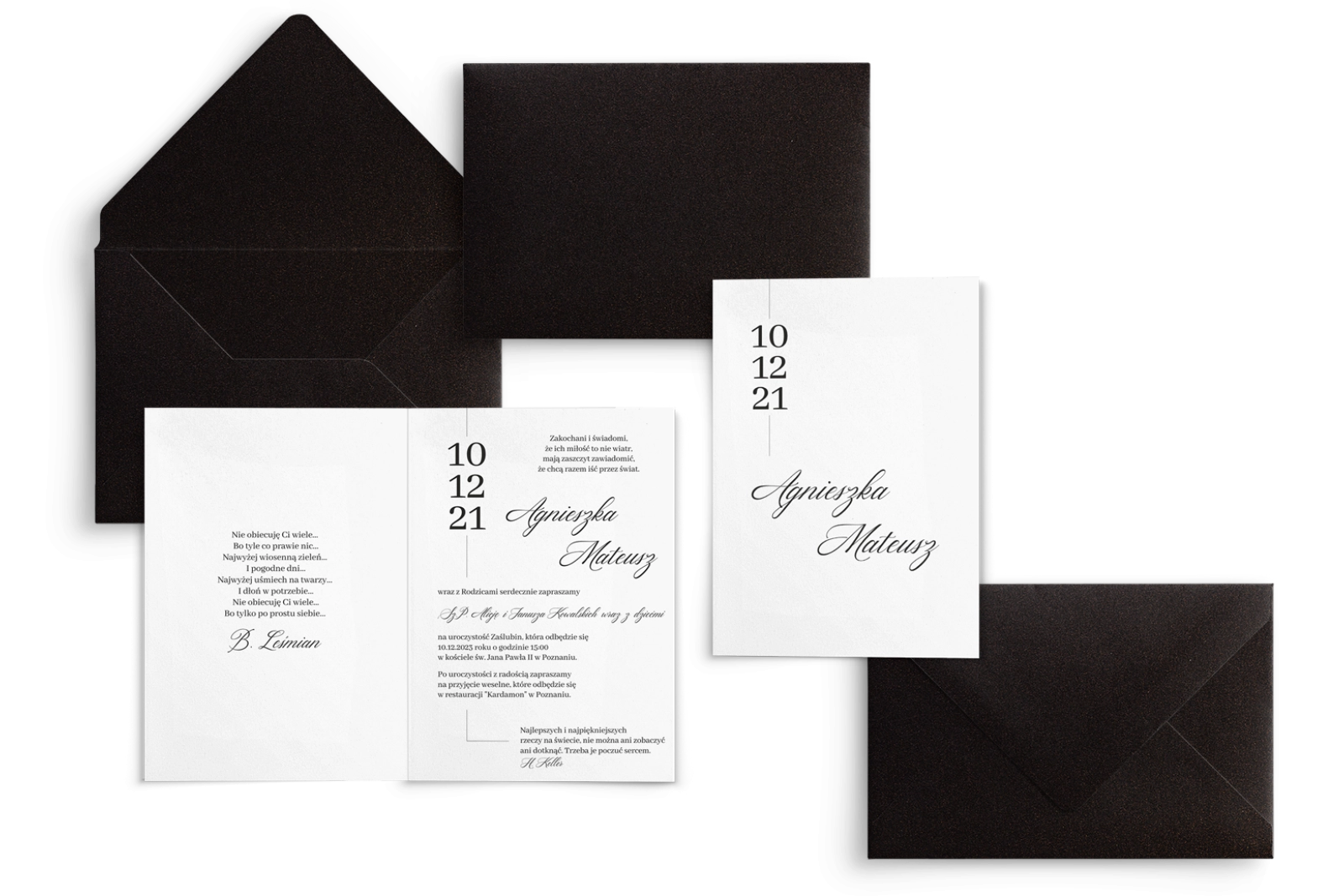 Zaproszenia ślubne Minimalistyczne - Składane Motyw 4