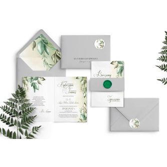 Składane zaproszenie About You z&nbsp;szarą kopertą, wklejką i&nbsp;zaklejką