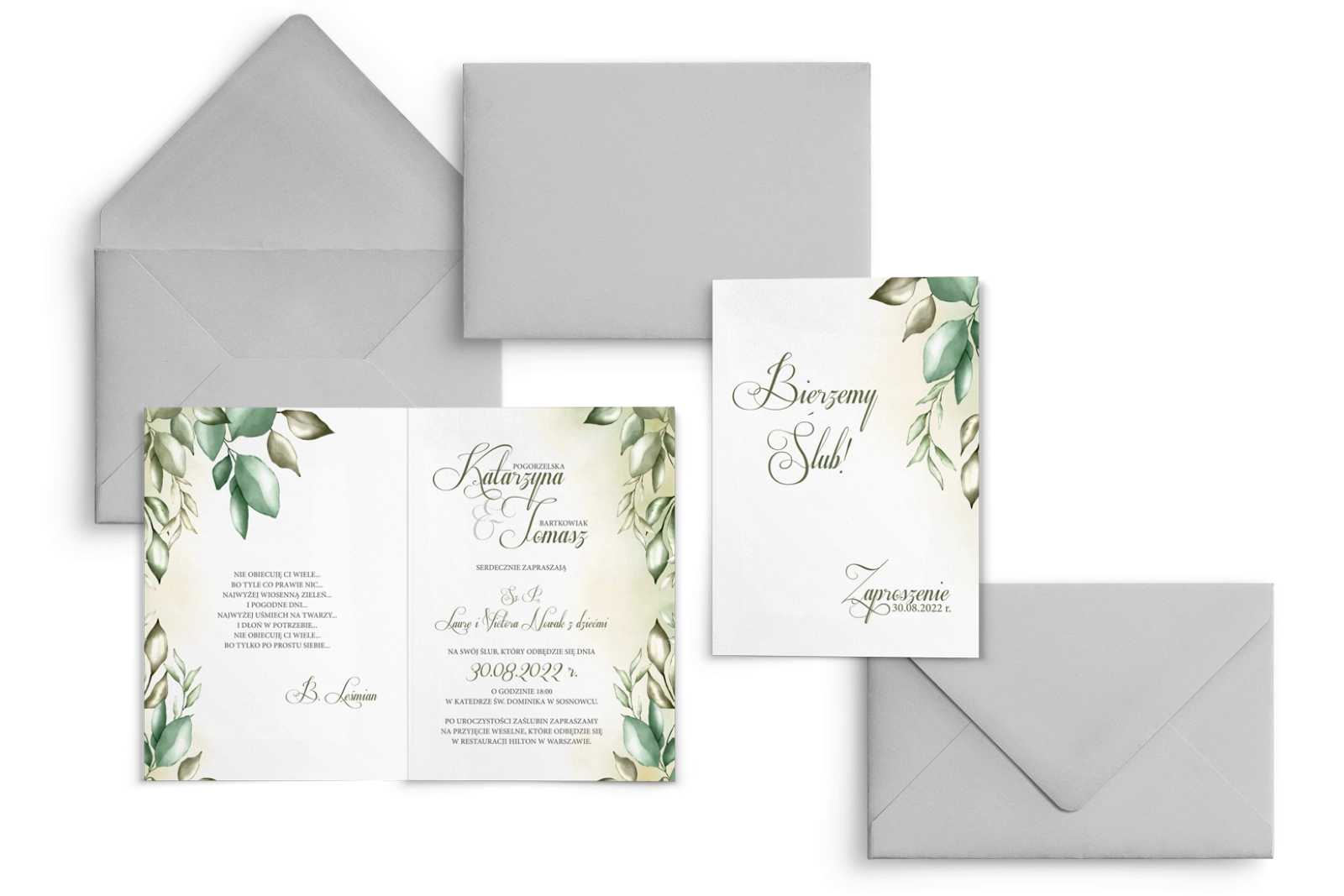 Zaproszenia ślubne About You - Składane Motyw 1