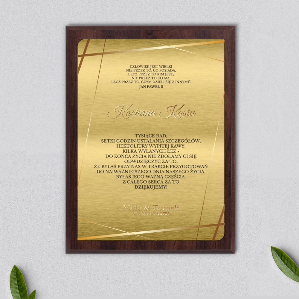 Dyplom ślubny dla świadków - Marmur & Złoto - Motyw 2