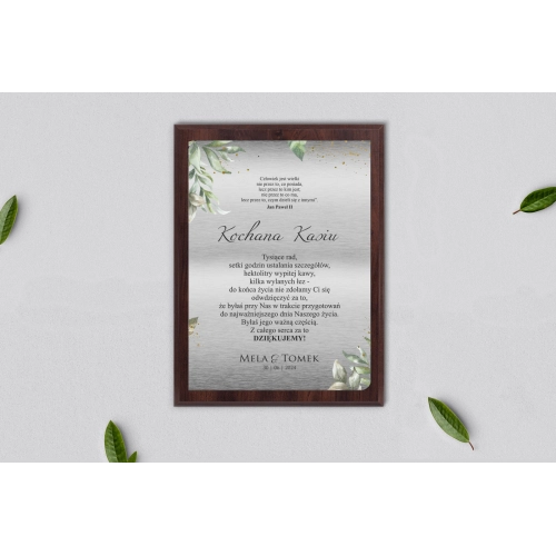 Dyplom ślubny dla świadków - Leaves Motyw 1