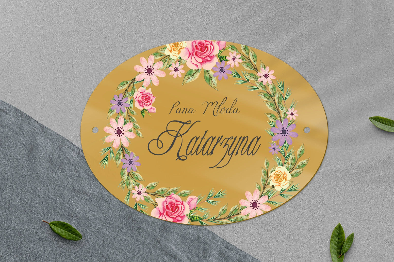 Zawieszka na krzesła - Owalna Akwarelowe Wianki Motyw 5