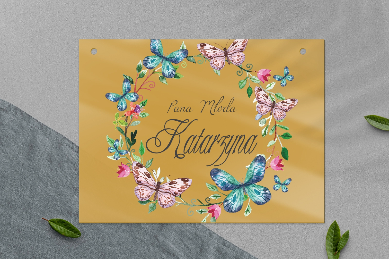 Zawieszka na krzesła - Prostokątna Akwarelowe Wianki Motyw 3