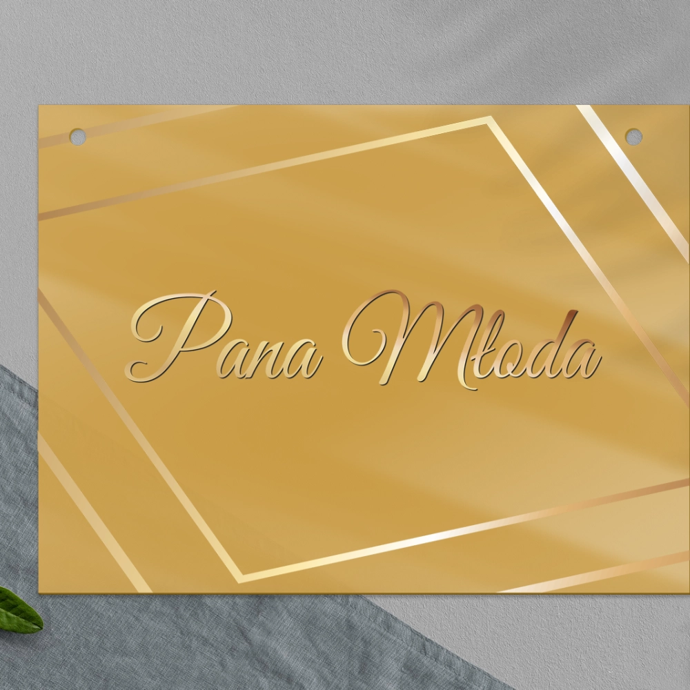 Zawieszka na krzesła - Prostokątna Marmur & Złoto - Motyw 1