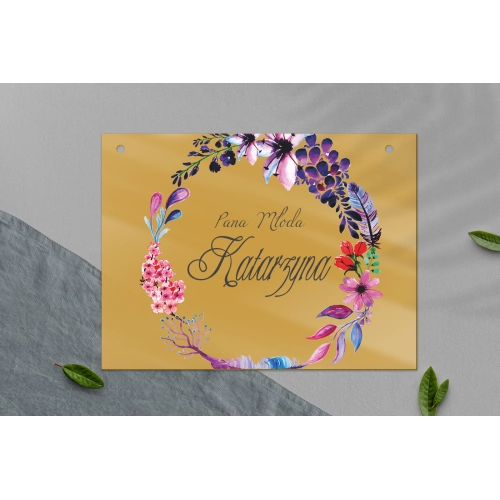 Zawieszka na krzesła - Prostokątna Akwarelowe Wianki Motyw 7