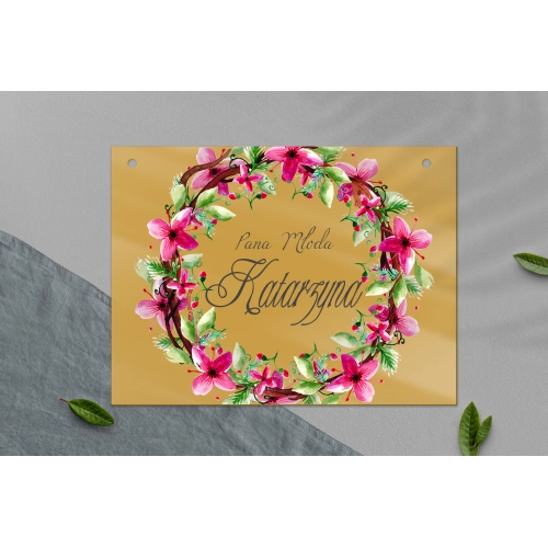 Zawieszka na krzesła - Prostokątna Akwarelowe Wianki Motyw 2