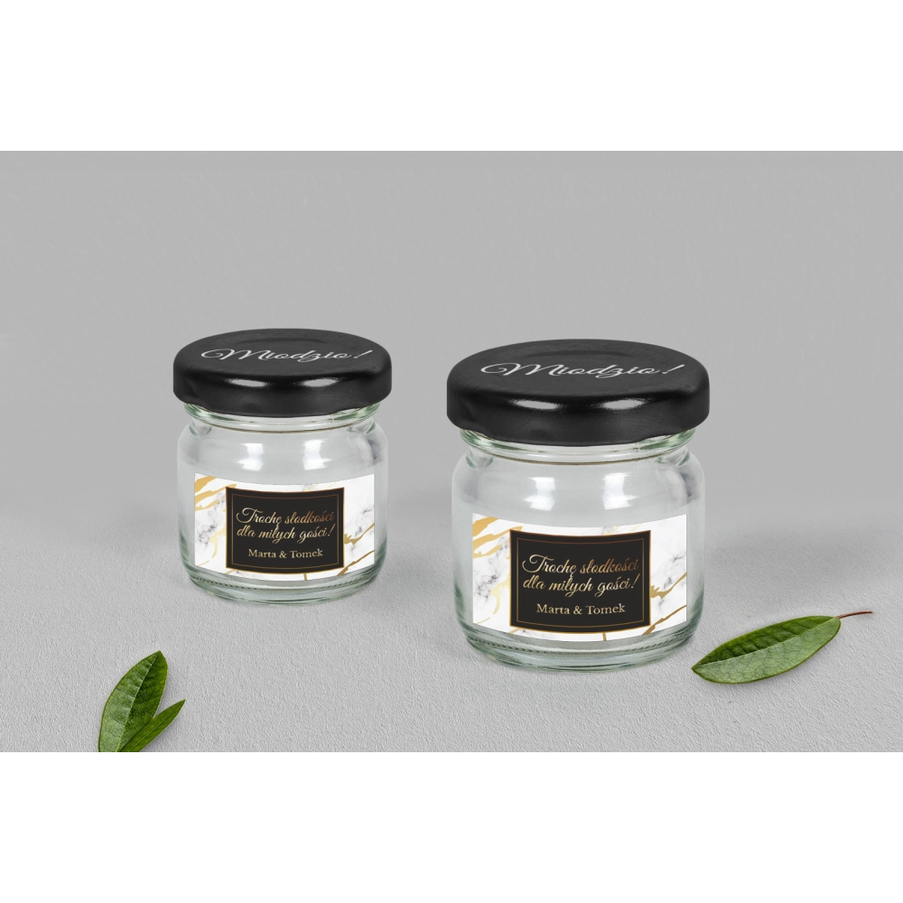 Słoiczek na słodkości - Marmur & Złoto - Motyw 3