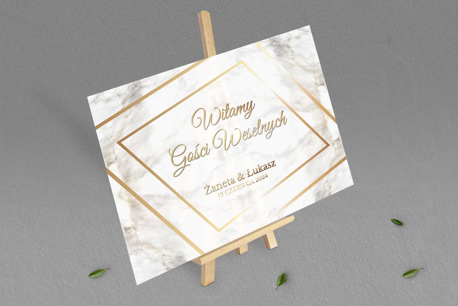 Tablica Powitalna - Marmur i Złoto Motyw 1