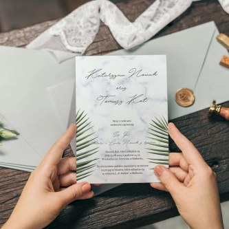 Zaproszenia ślubne Marble leaf - Motyw 1