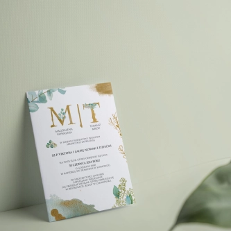 Zaproszenia ślubne Golden Green - Motyw 1