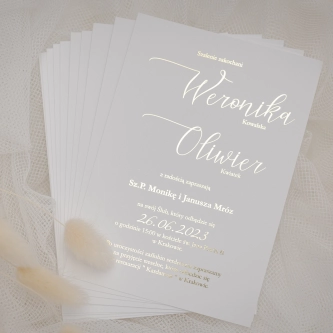 Złocone zaproszenia ślubne Minimalistyczne - Motyw 1