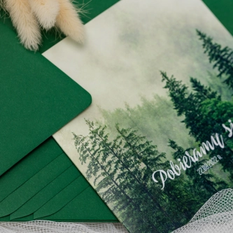 Zaproszenia ślubne Forest - Składane Kwadrat Motyw 1