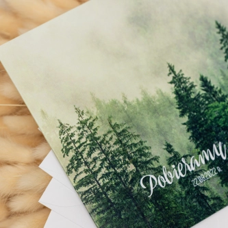 Zielone zaproszenie ślubne z&nbsp;dopasowaną kopertą