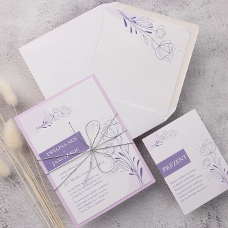 Delikatne Zaproszenia ślubne Flores de campo z&nbsp;papierem ozdobnym i&nbsp;wkładką