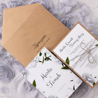 Ekologiczne Zaproszenia ślubne Soft Motyw 3 na kartach