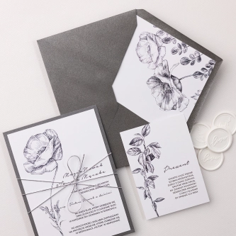 Klasyczne Zaproszenia ślubne Elia z&nbsp;perłową kopertą i&nbsp;papierem ozdobnym