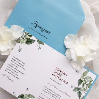 Błękitne Zaproszenia na ślub Meadow - Motyw 1