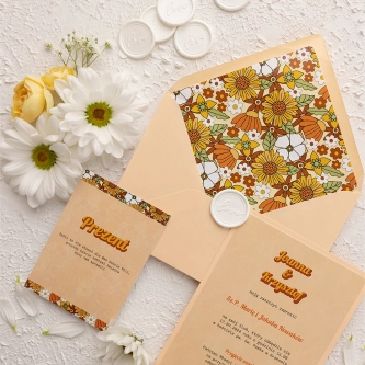 Oryginalne Zaproszenia ślubne Retro Style w&nbsp;łososiowym kolorze