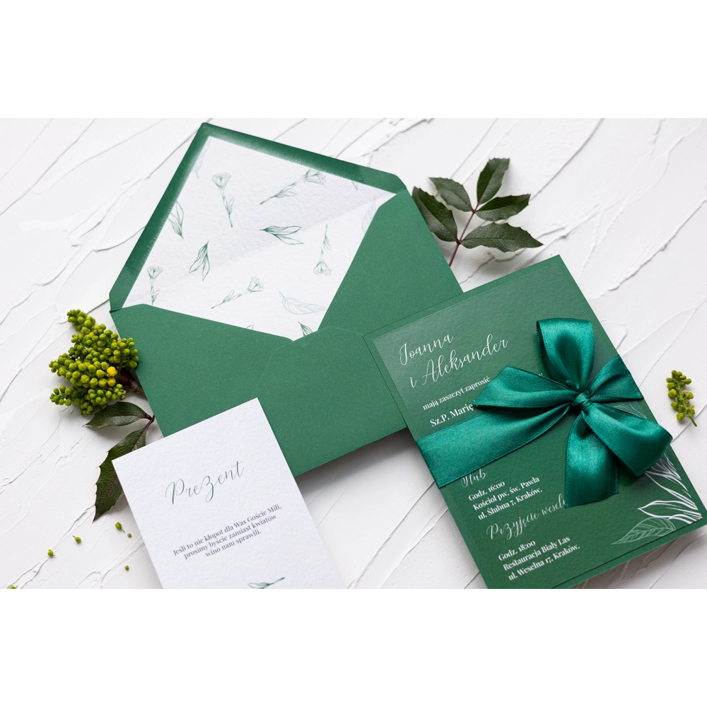 Nowoczesne Zaproszenia ślubne Papers z wstążką satynową